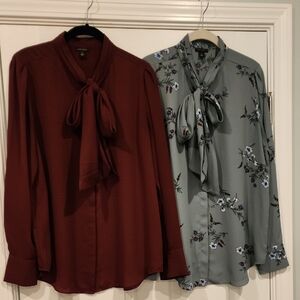 Lot Of 2 Ann Taylor Long Sleeve Blouses Size Medium Tall